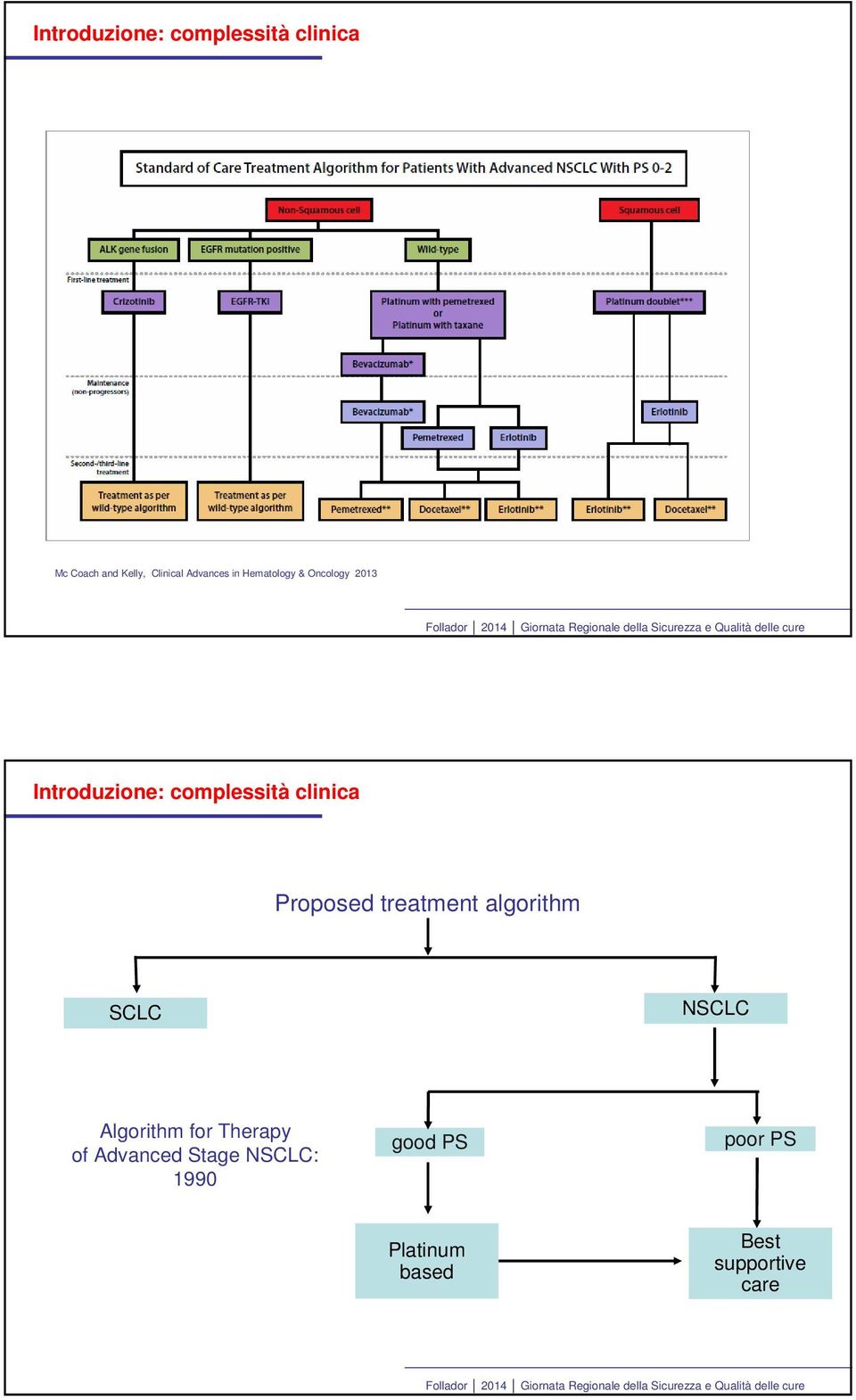 clinica Proposed treatment algorithm SCLC NSCLC Algorithm for Therapy