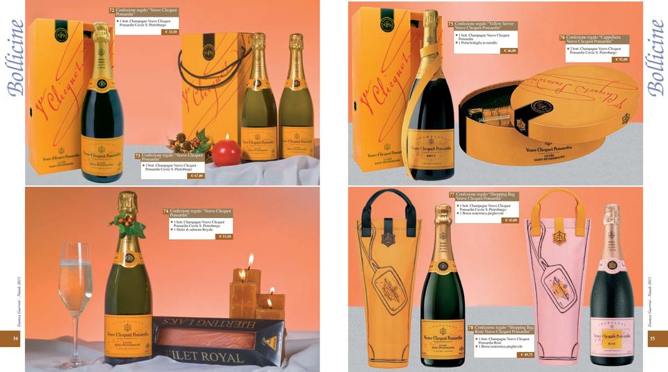 Pietroburgo 92,00 Bollicine 73 Confezione regalo Veuve Clicquot Ponsardin 2 bott. Champagne Veuve Clicquot Ponsardin Cuvèe S.