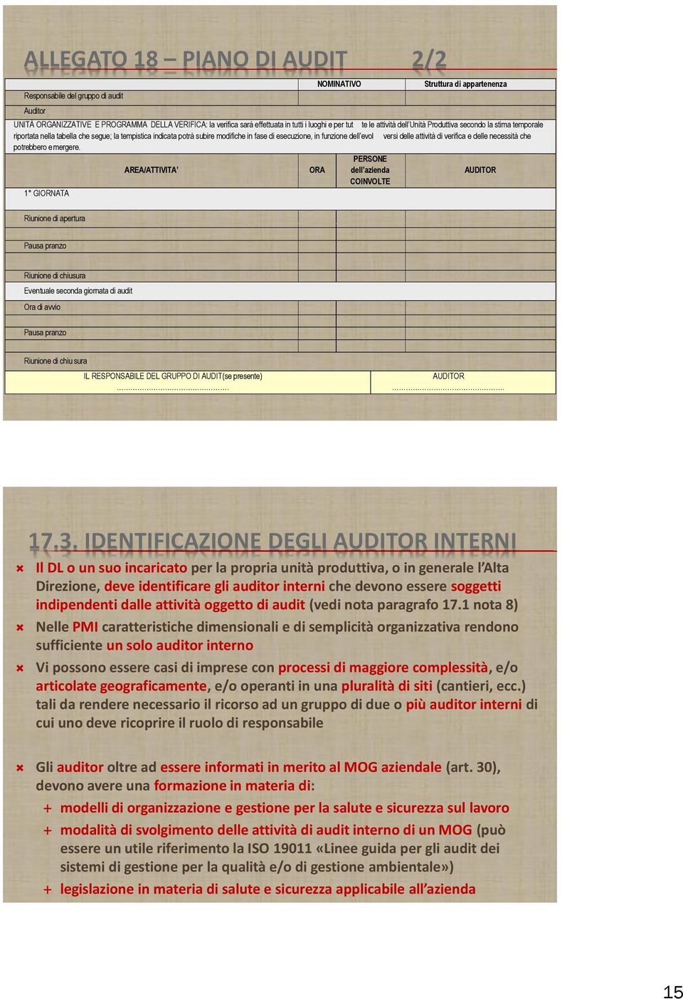 dell evol versi delle attività di verifica e delle necessità che potrebbero e mergere.