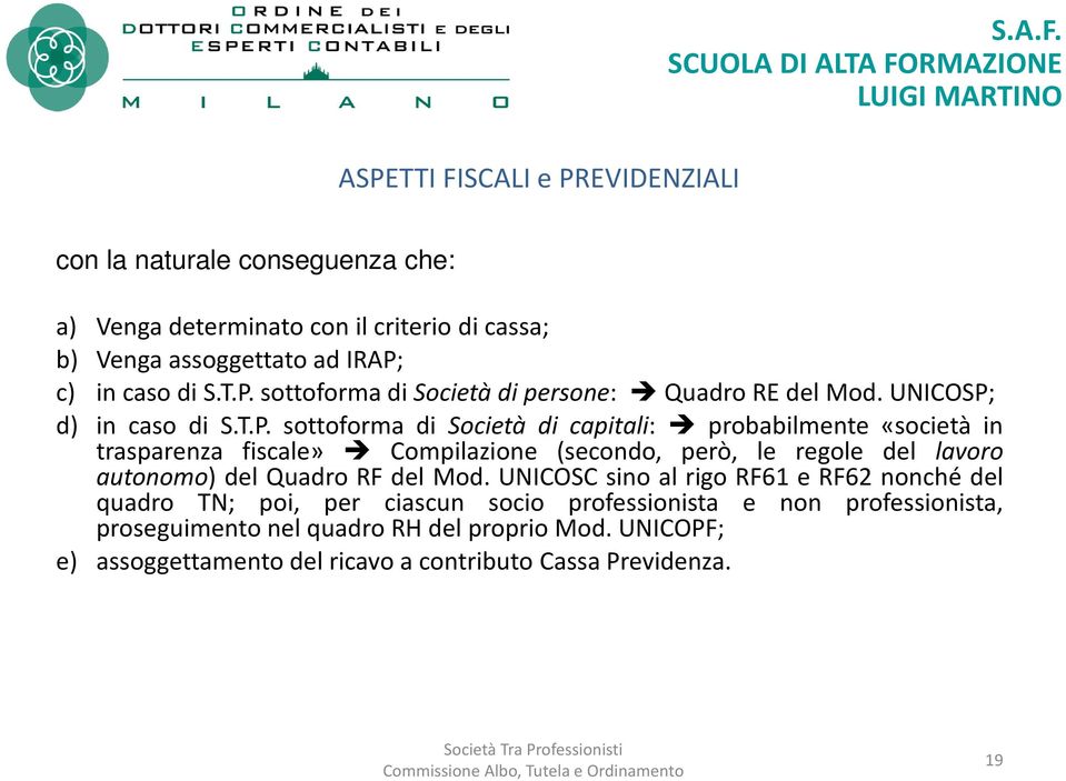 d) in caso di S.T.P.