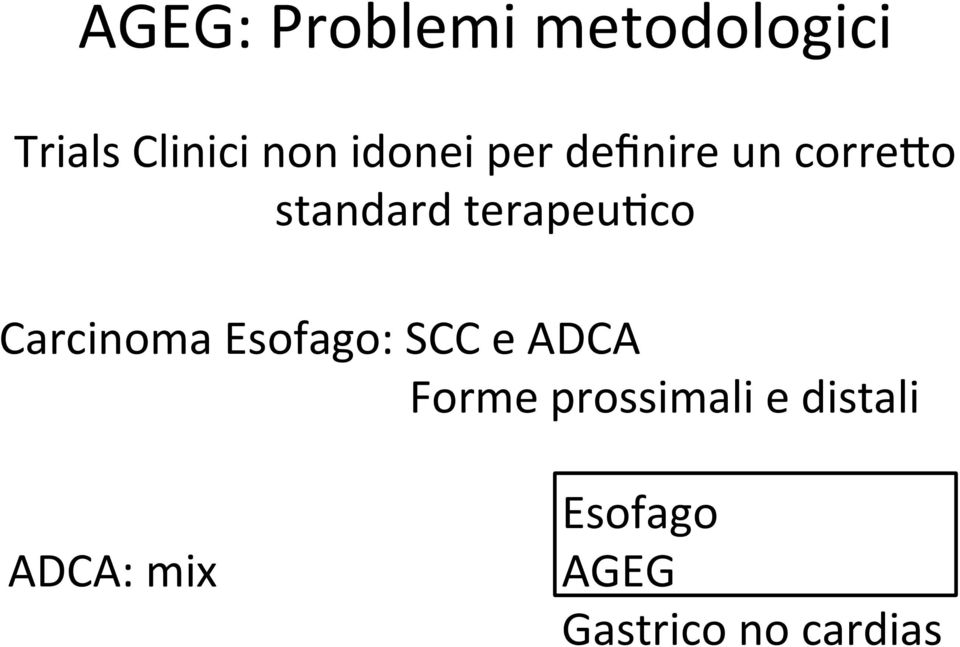 terapeujco Carcinoma Esofago: SCC e ADCA Forme