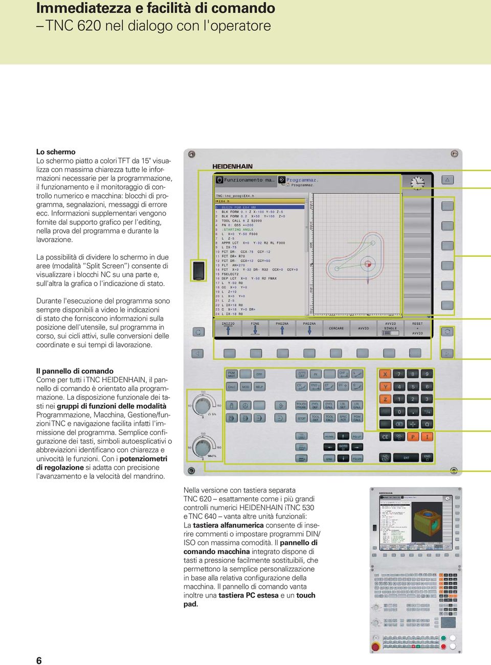 Informazioni supplementari vengono fornite dal supporto grafico per l'editing, nella prova del programma e durante la lavorazione.