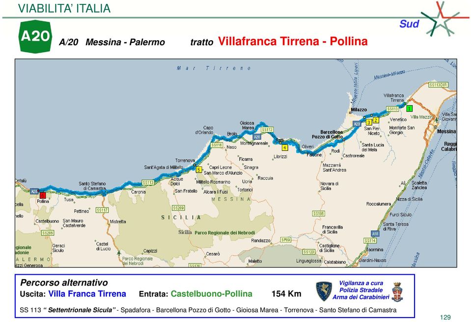 Km a cura SS 113 Settentrionale Sicula - Spadafora - Barcellona