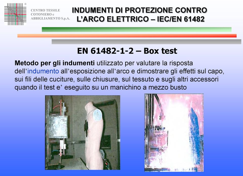 effetti sul capo, sui fili delle cuciture, sulle chiusure, sul tessuto e