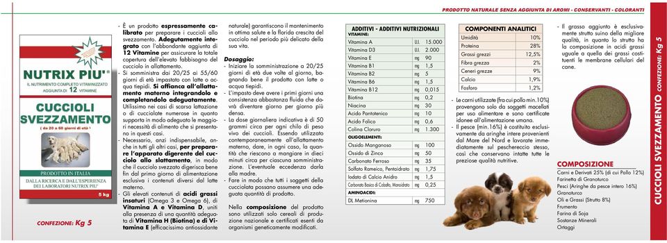 - Si somministra dai 20/25 ai 55/60 giorni di età impastato con latte o acqua tiepidi. Si affianca all allattamento materno integrandolo e completandolo adeguatamente.