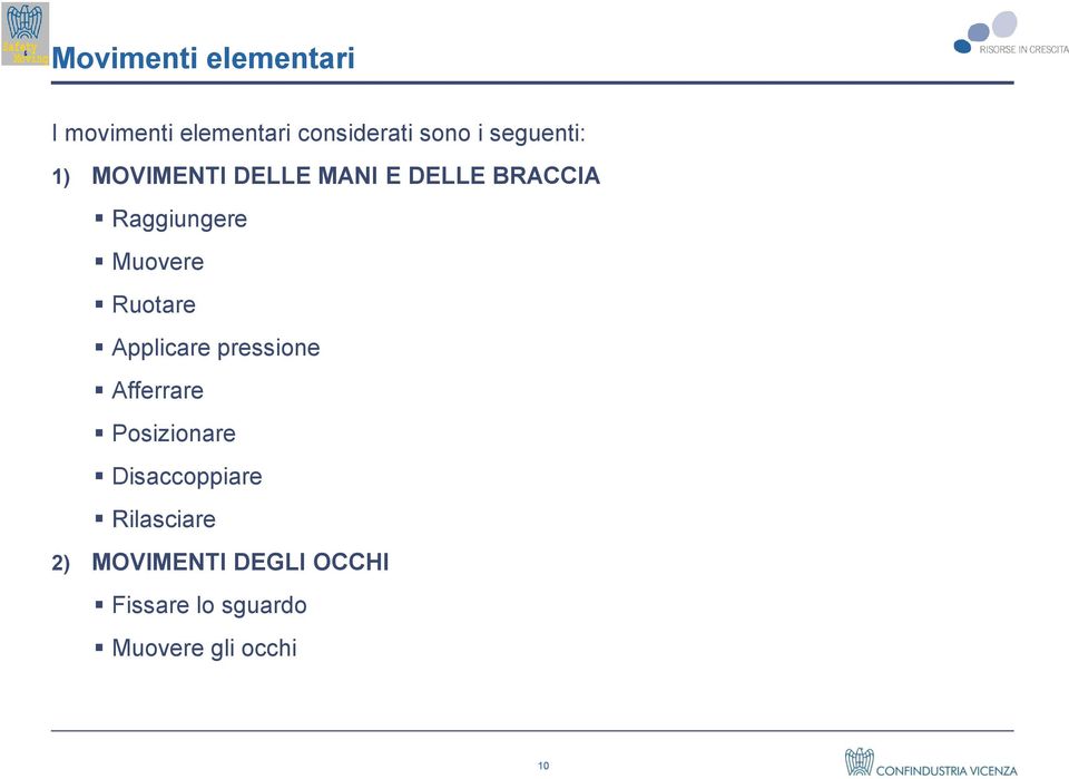 Muovere Ruotare Applicare pressione Afferrare Posizionare