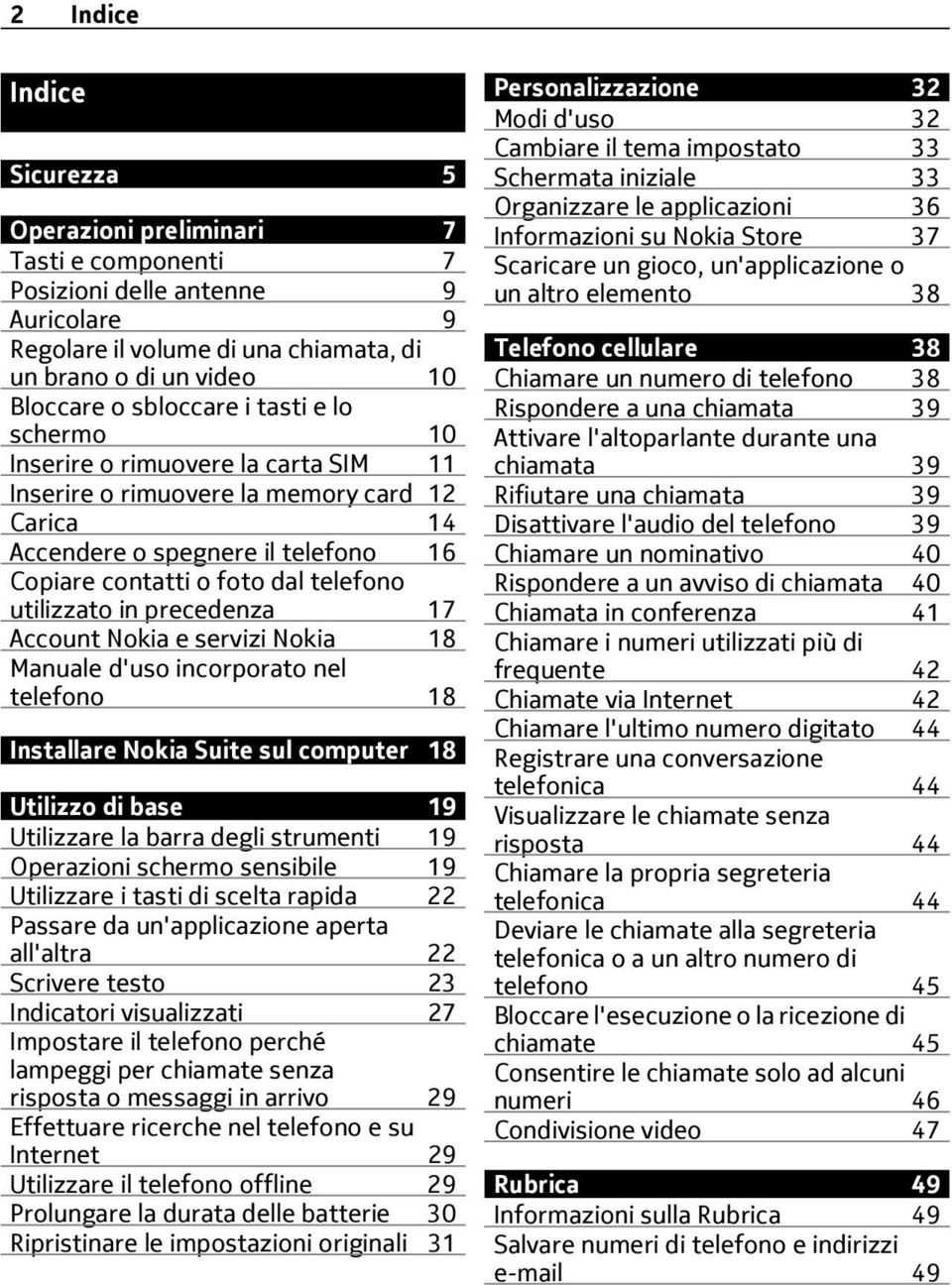 precedenza 17 Account Nokia e servizi Nokia 18 Manuale d'uso incorporato nel telefono 18 Installare Nokia Suite sul computer 18 Utilizzo di base 19 Utilizzare la barra degli strumenti 19 Operazioni