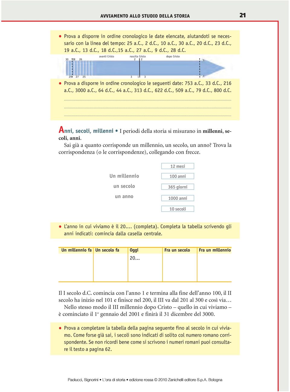 c., 3000 a.c., 64 d.c., 44 a.c., 313 d.c., 622 d.c., 509 a.c., 79 d.c., 800 d.c. Anni, secoli, millenni I periodi della storia si misurano in millenni, secoli, anni.