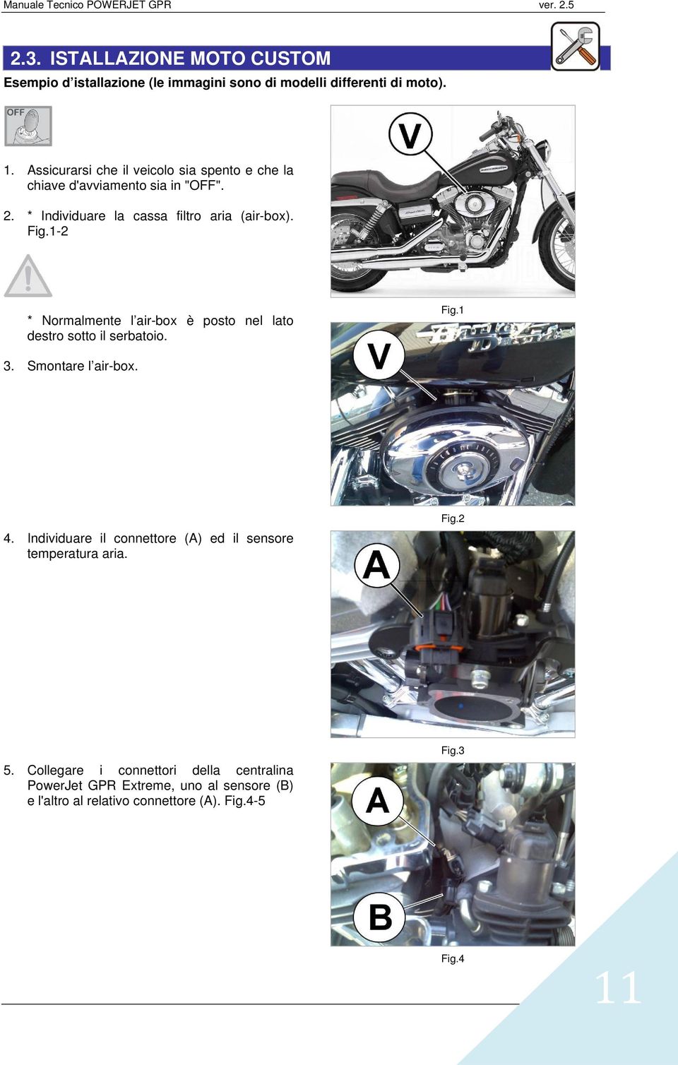 1-2 * Normalmente l air-box è posto nel lato destro sotto il serbatoio. Fig.1 3. Smontare l air-box. 4.