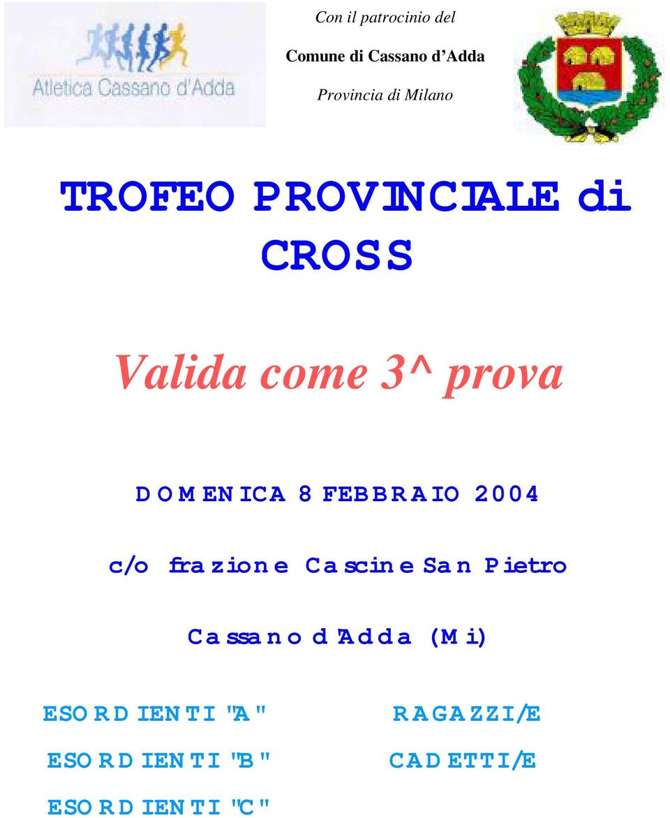 8 FEBBRAIO 2004 c/o frazione Cascine San Pietro Cassano d'adda