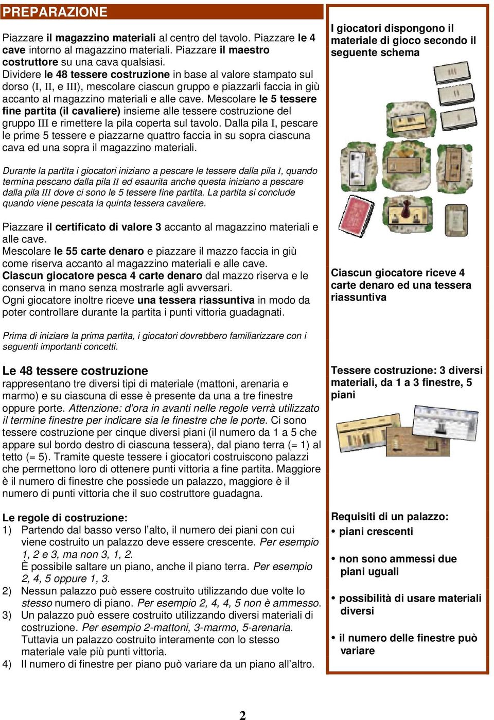 Mescolare le 5 tessere fine partita (il cavaliere) insieme alle tessere costruzione del gruppo III e rimettere la pila coperta sul tavolo.