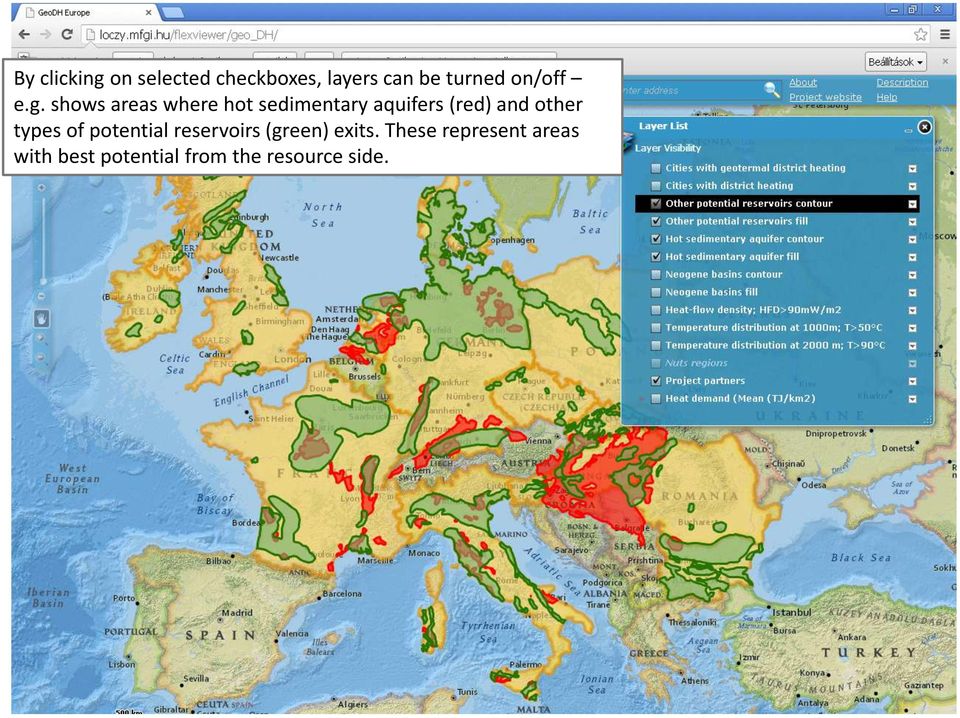 shows areas where hot sedimentary aquifers (red) and other