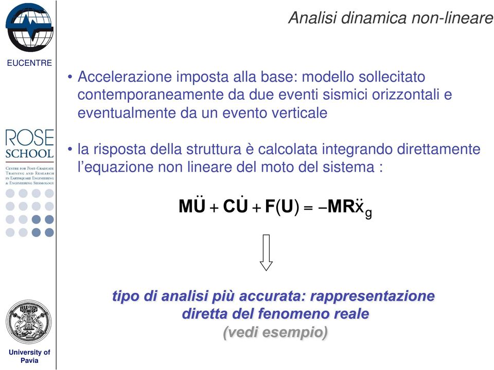 eventualmente da un evento verticale la risposta della struttura è