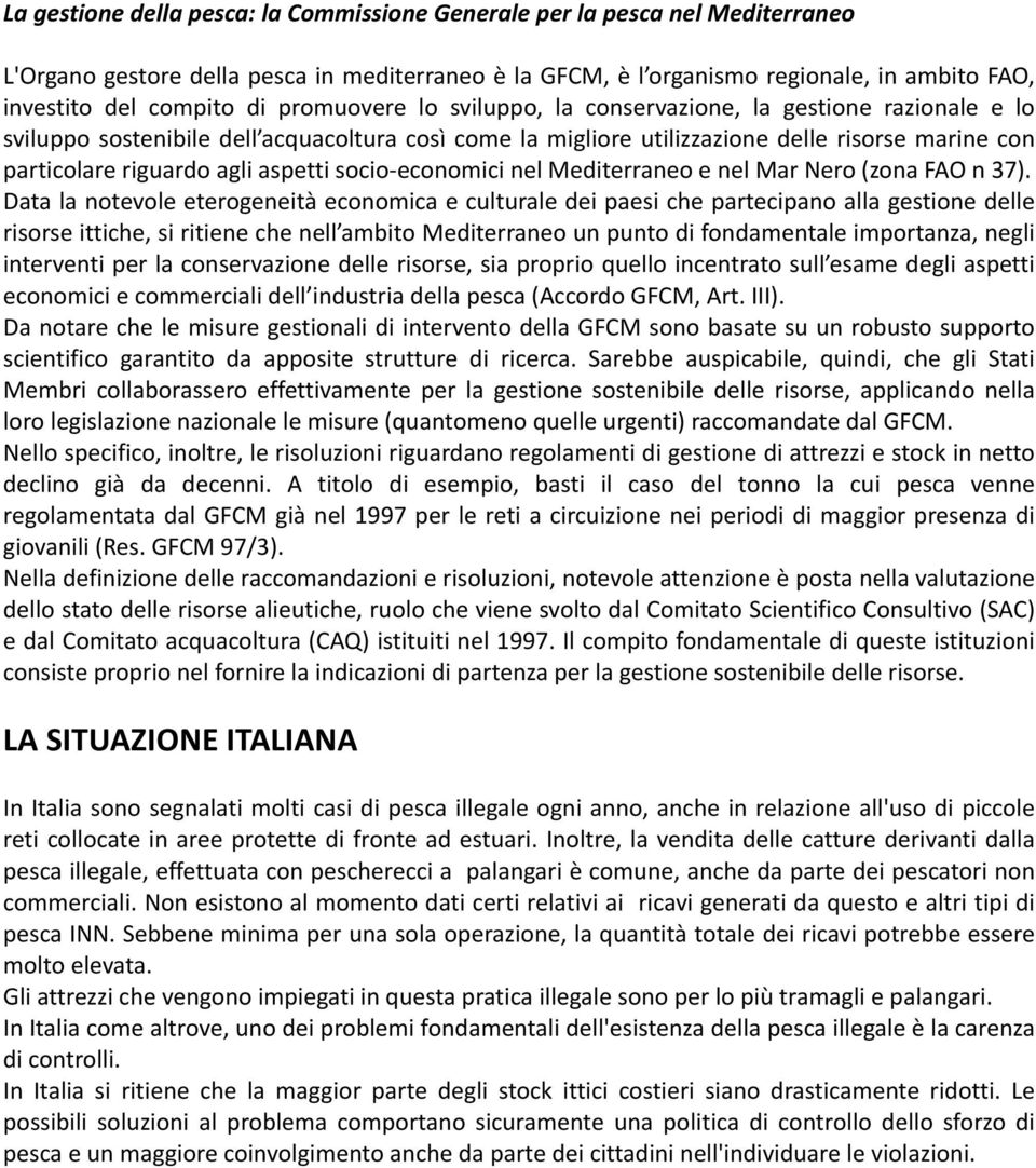 aspetti socio- economici nel Mediterraneo e nel Mar Nero (zona FAO n 37).