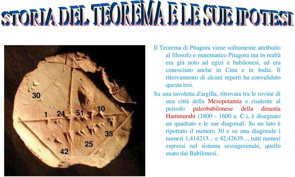 Su una tavoletta d'argilla, ritrovata tra le rovine di una città della Mesopotamia e risalente al periodo paleobabilonese della dinastia Hammurabi