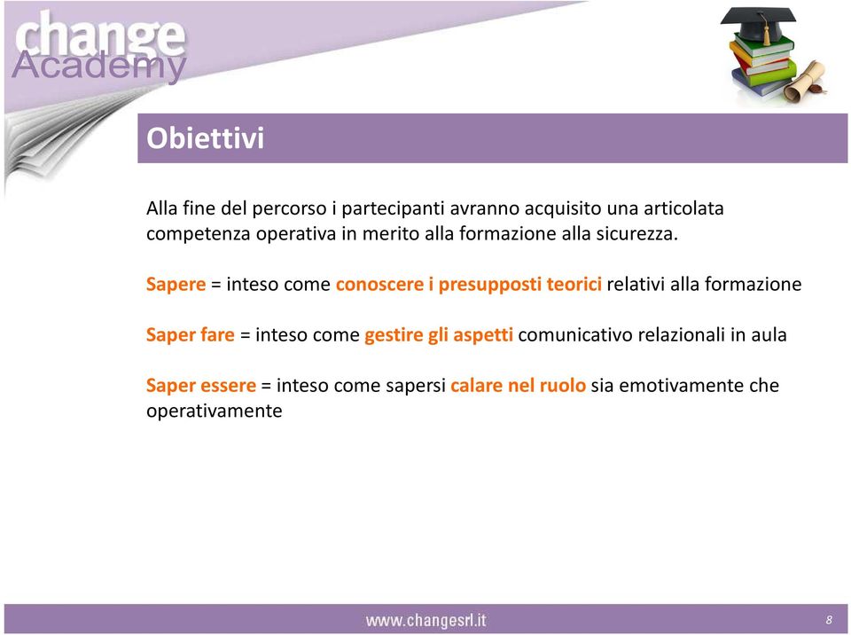 Sapere = inteso come conoscere i presupposti teorici relativi alla formazione Saper fare = inteso