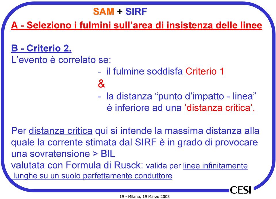 distanza critica.