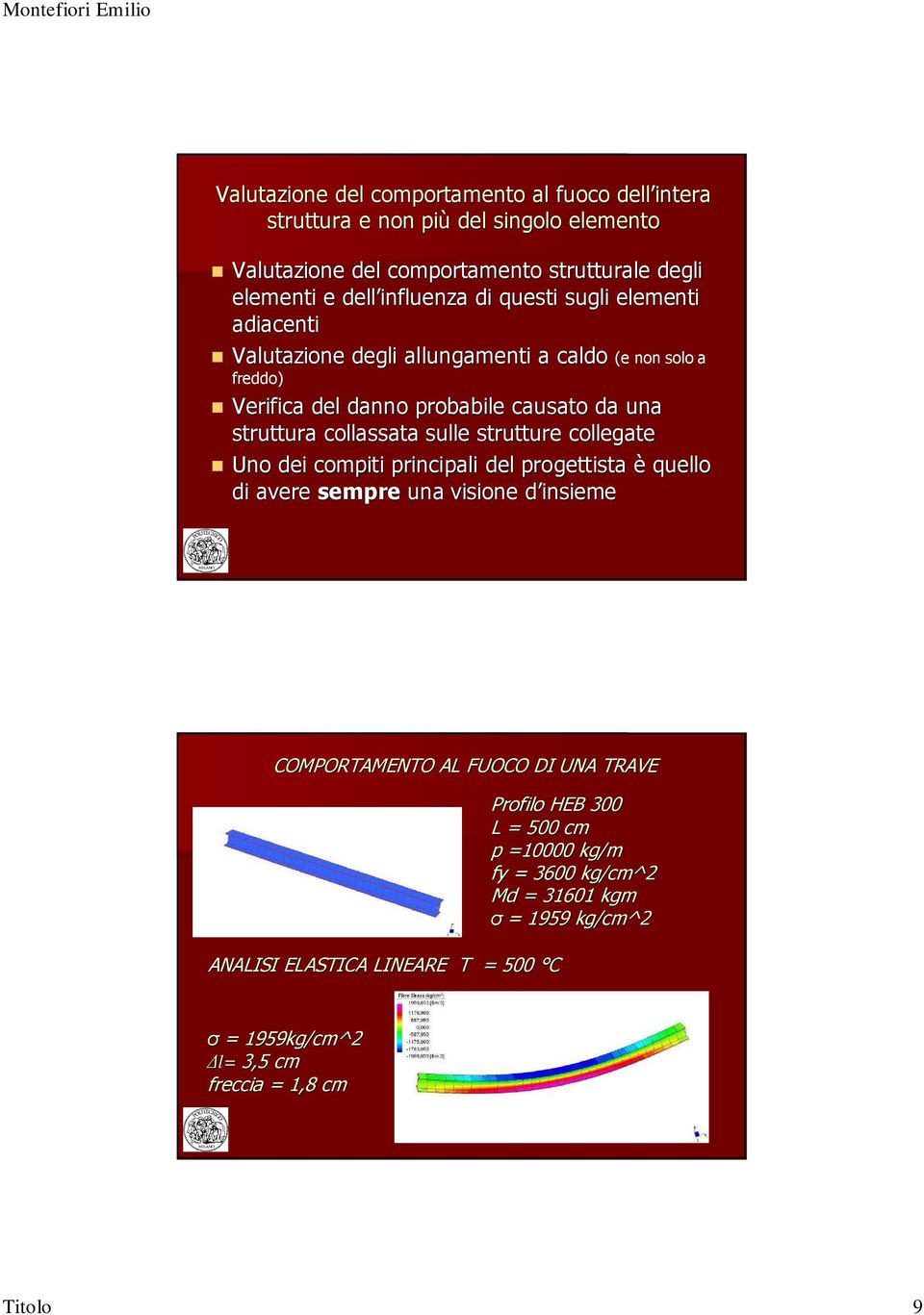 collassata sulle strutture collegate Uno dei compiti principali del progettista è quello di avere sempre una visione d insiemed COMPORTAMENTO AL FUOCO DI UNA TRAVE