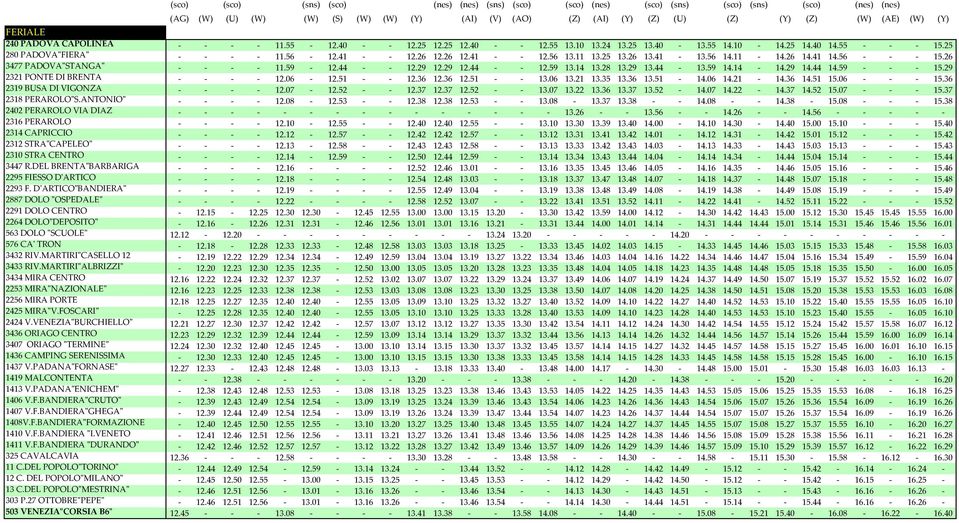 26 12.41 - - 12.56 13.11 13.25 13.26 13.41-13.56 14.11-14.26 14.41 14.56 - - - 15.26 3477 PADOVA"STANGA" - - - - 11.59-12.44 - - 12.29 12.29 12.44 - - 12.59 13.14 13.28 13.29 13.44-13.59 14.14-14.