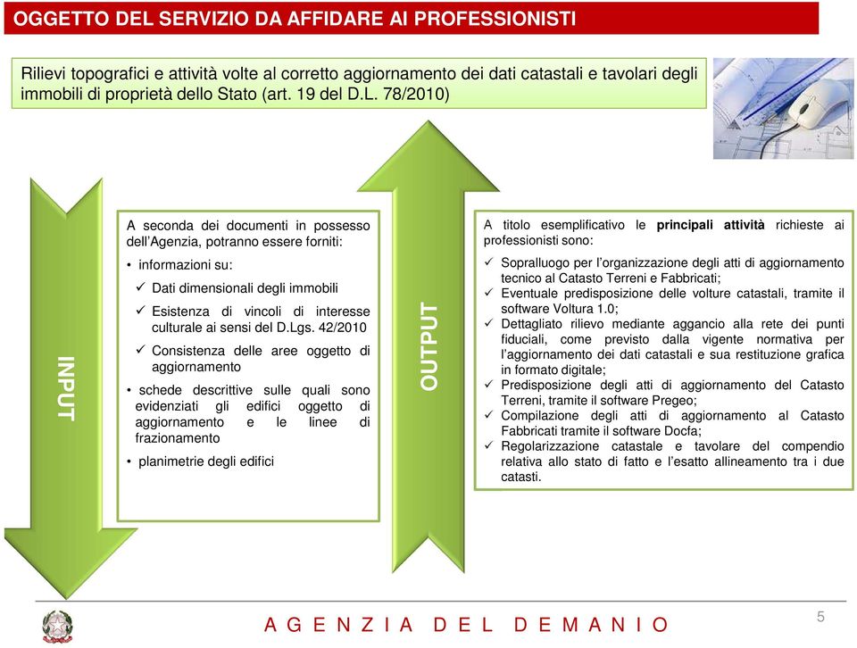 dimensionali degli immobili Esistenza di vincoli di interesse culturale ai sensi del D.Lgs.