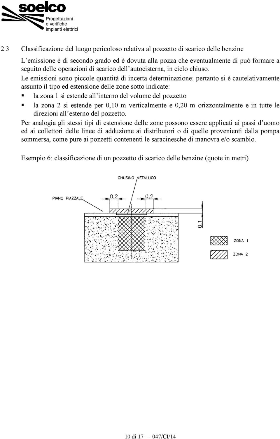 Le emissioni sono piccole quantità di incerta determinazione: pertanto si è cautelativamente assunto il tipo ed estensione delle zone sotto indicate: la zona 1 si estende all interno del volume del