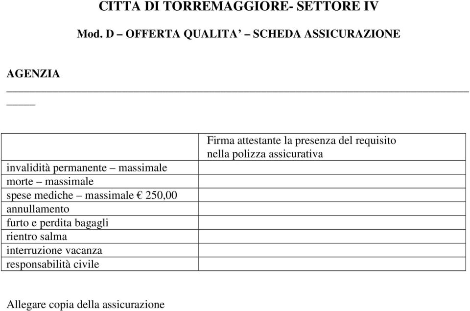 massimale spese mediche massimale 250,00 annullamento furto e perdita bagagli rientro