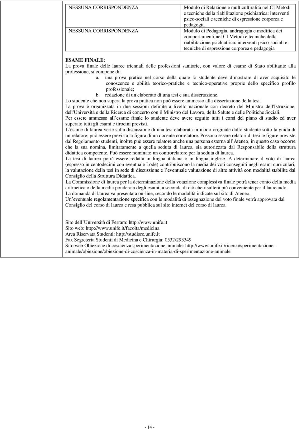 finale delle lauree triennali delle professioni sanitarie, con valore di di Stato abilitante alla professione, si compone di: a.