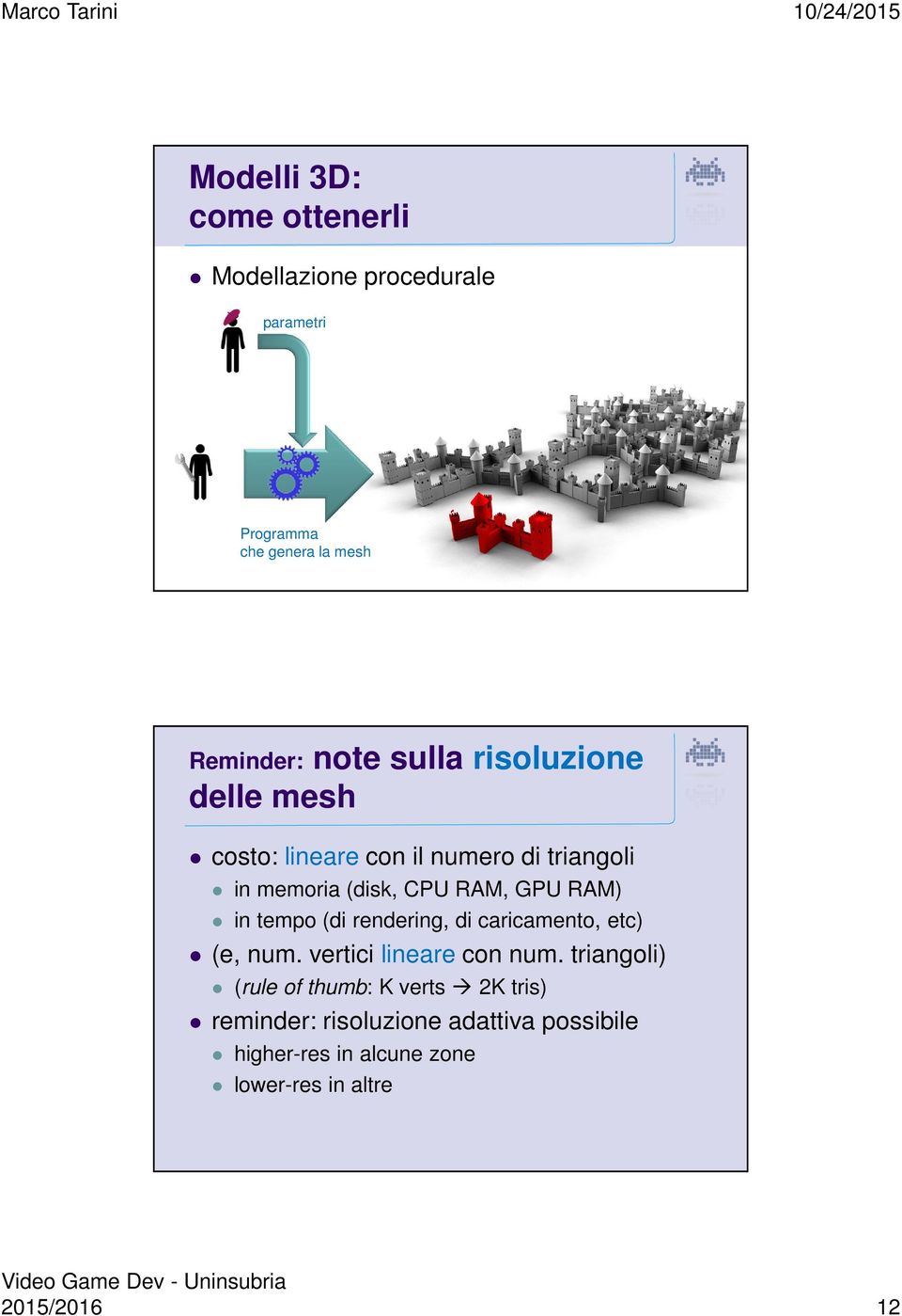 rendering, di caricamento, etc) (e, num. vertici lineare con num.