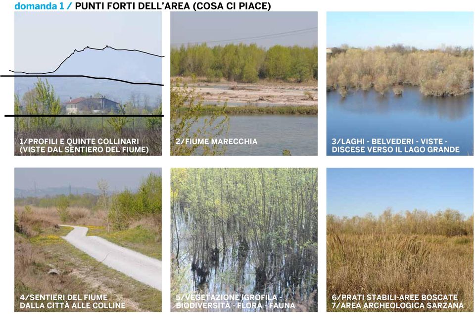 il lago grande 4/sentieri del fiume dalla città alle colline 5/vegetazione igrofila -