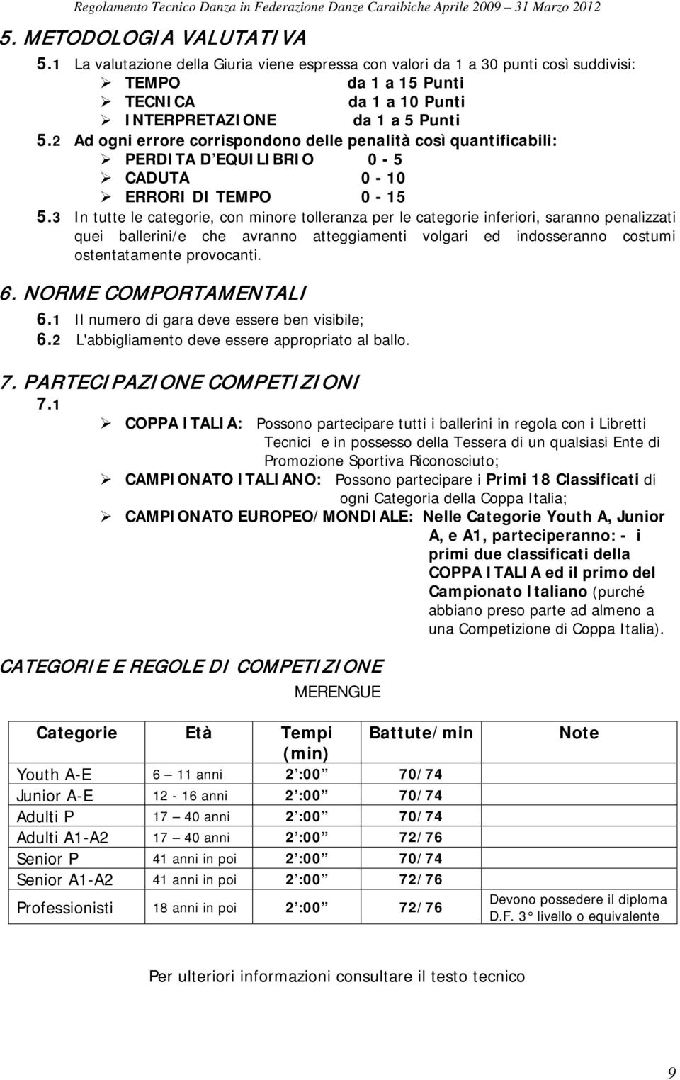 3 In tutte le categorie, con minore tolleranza per le categorie inferiori, saranno penalizzati quei ballerini/e che avranno atteggiamenti volgari ed indosseranno costumi ostentatamente provocanti. 6.