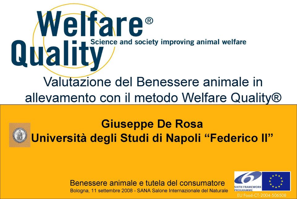 Studi di Napoli Federico II Benessere animale e tutela del