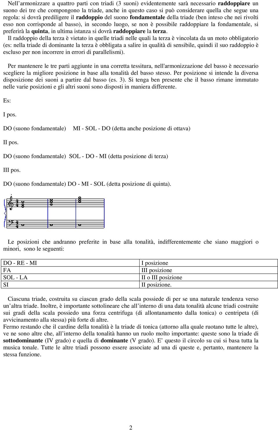 fondamentale, si preferirà la quinta, in ultima istanza si dovrà raddoppiare la terza.