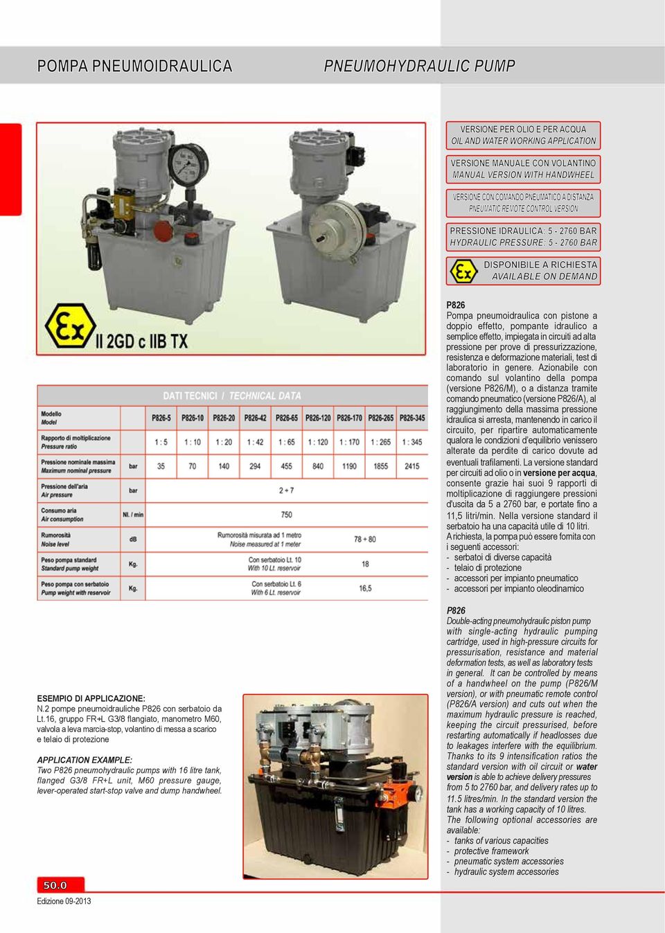 effetto, pompante idraulico a semplice effetto, impiegata in circuiti ad alta pressione per prove di pressurizzazione, resistenza e deformazione materiali, test di laboratorio in genere.