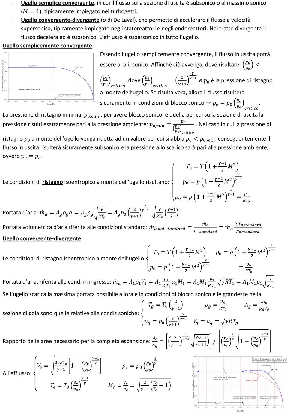 Nel tratto divergente il flusso decelera ed è subsonico. L efflusso è supersonico in tutto l ugello.