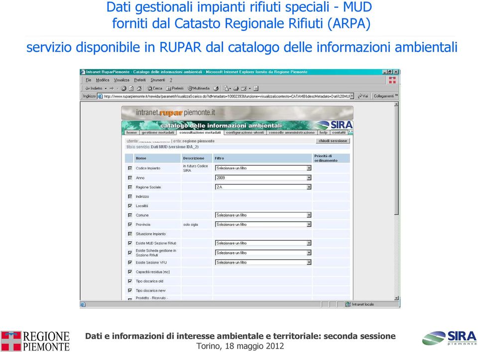 Rifiuti (ARPA) servizio disponibile in