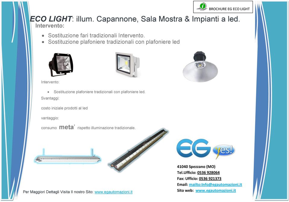 led. Svantaggi: costo iniziale prodotti al led vantaggio: consumo meta rispetto illuminazione tradizionale.