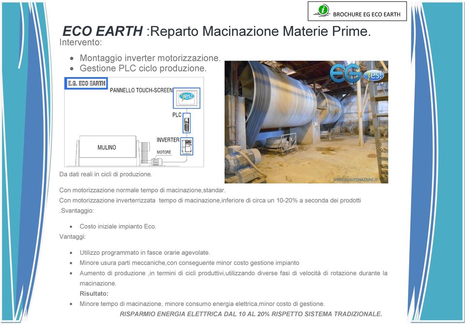 svantaggio: Costo iniziale impianto Eco. Vantaggi: Utilizzo programmato in fasce orarie agevolate.