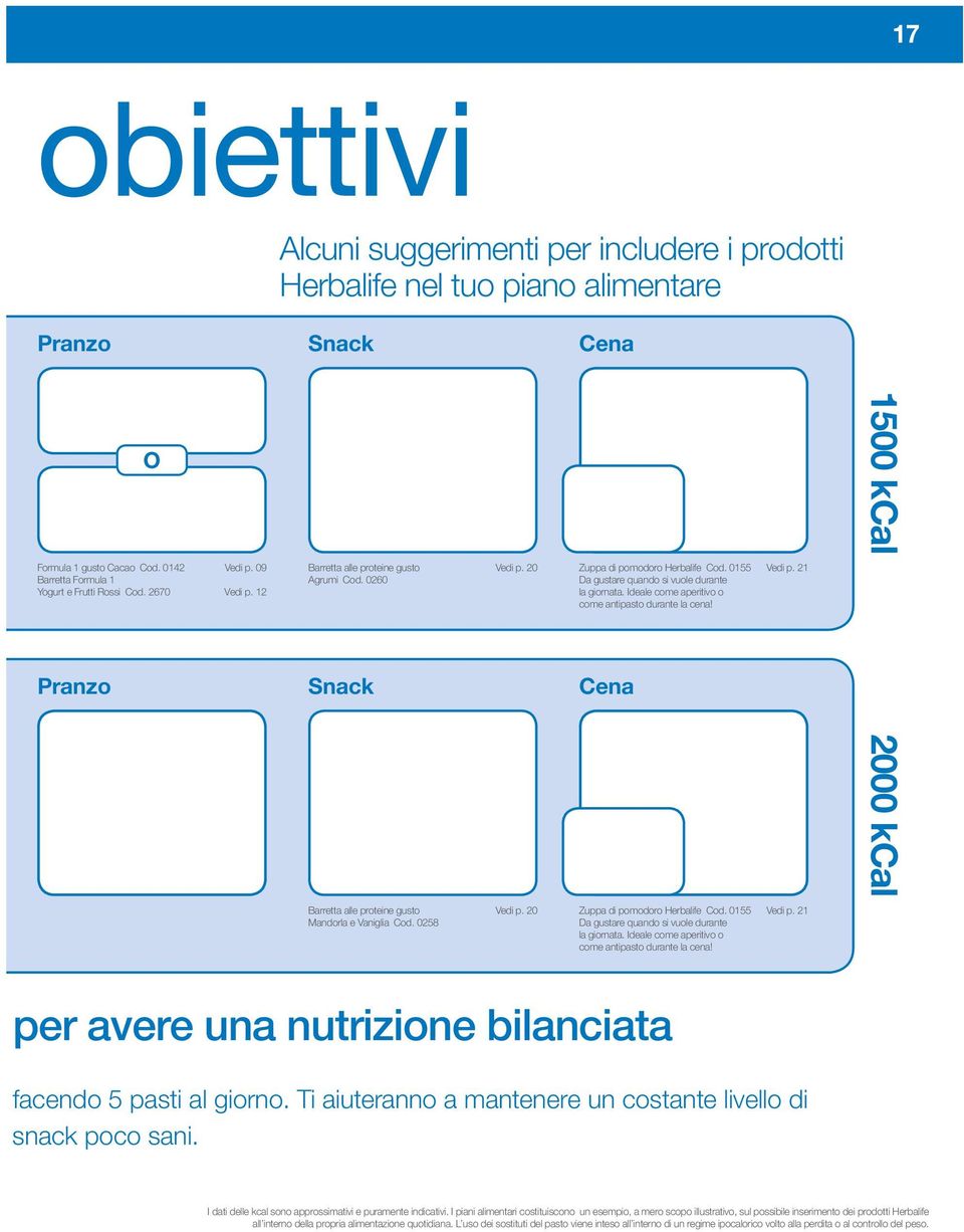 21 Da gustare quando si vuole durante la giornata. Ideale come aperitivo o come antipasto durante la cena! Pranzo Snack Cena 2000 kcal Barretta alle proteine gusto Mandorla e Vaniglia Cod.