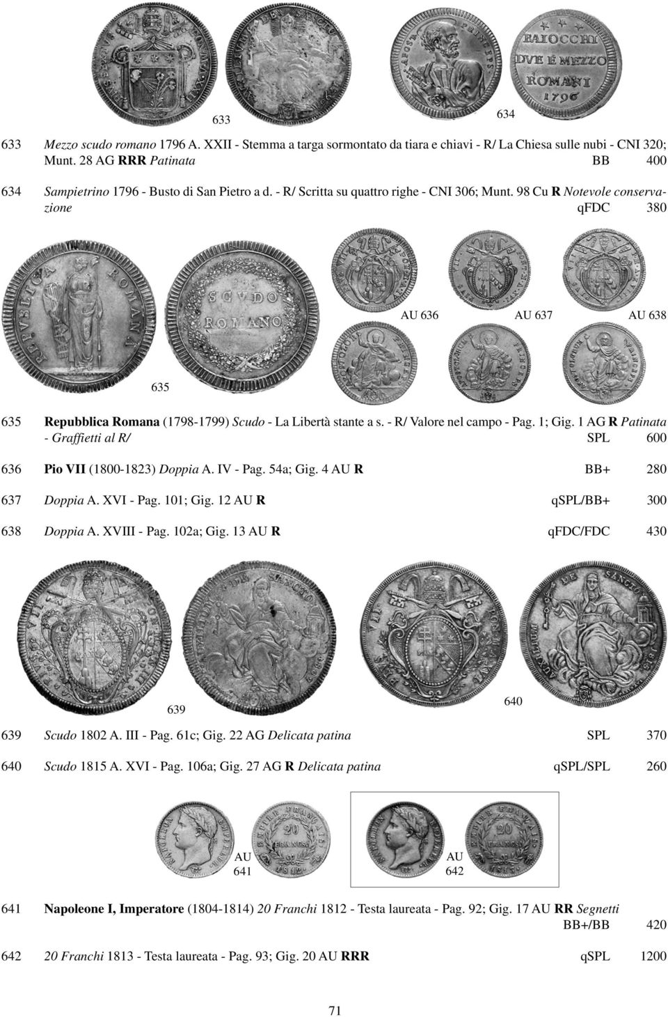 98 Cu R Notevole conservazione qfdc 380 636 637 638 635 635 Repubblica Romana (1798-1799) Scudo - La Libertà stante a s. - R/ Valore nel campo - Pag. 1; Gig.