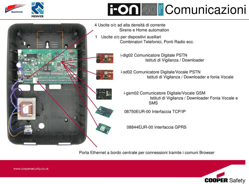 Comunicazioni i-dig02 Comunicatore Digitale PSTN Istituti di Vigilanza / Downloader i-sd02 Comunicatore Digitale/Vocale PSTN Istituti di