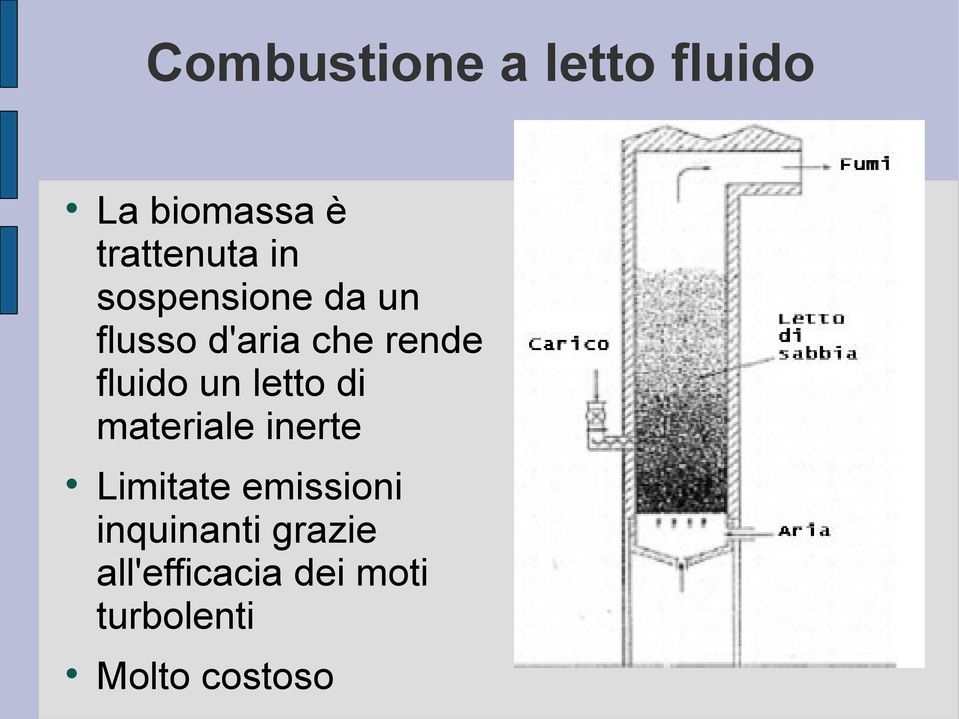 letto di materiale inerte Limitate emissioni