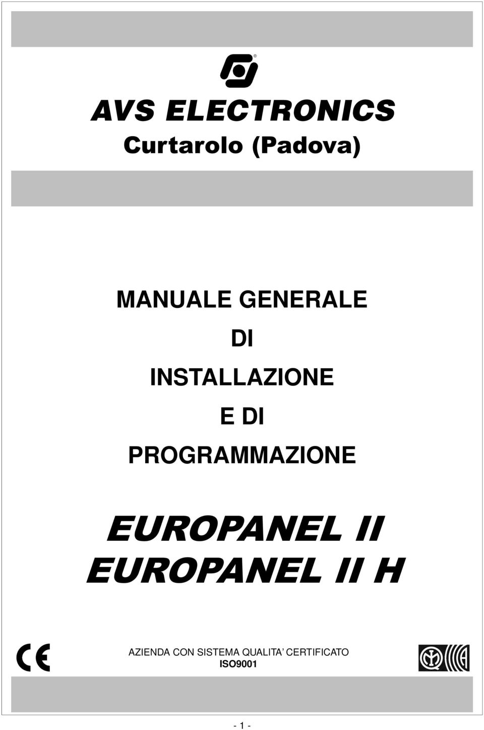 PROGRAMMAZIONE EUROPANEL II EUROPANEL II