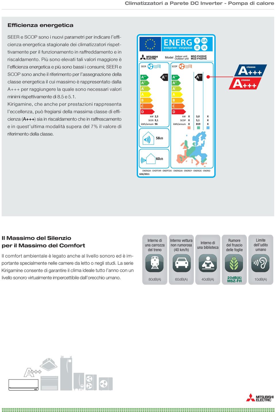 Più sono elevati tali valori maggiore è l efficienza energetica e più sono bassi i consumi; SEER e SCOP sono anche il riferimento per l assegnazione della classe energetica il cui massimo è