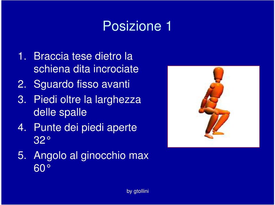 2. Sguardo fisso avanti 3.