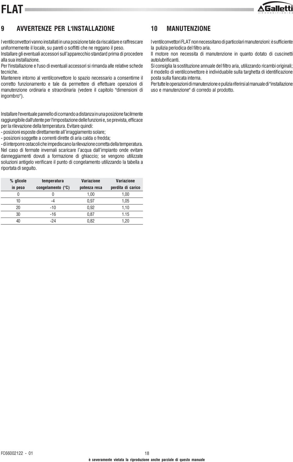 Mantenere intorno al ventilconvettore lo spazio necessario a consentirne il corretto funzionamento e tale da permettere di effettuare operazioni di manutenzione ordinaria e straordinaria (vedere il