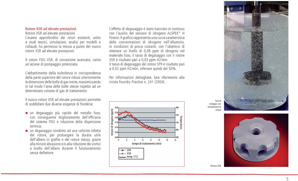 L abbattimento della turbolenza in corrispondenza della parte superiore del rotore riduce ulteriormente le dimensioni delle bolle di gas inerte, massimizzando in tal modo l area delle bolle stesse