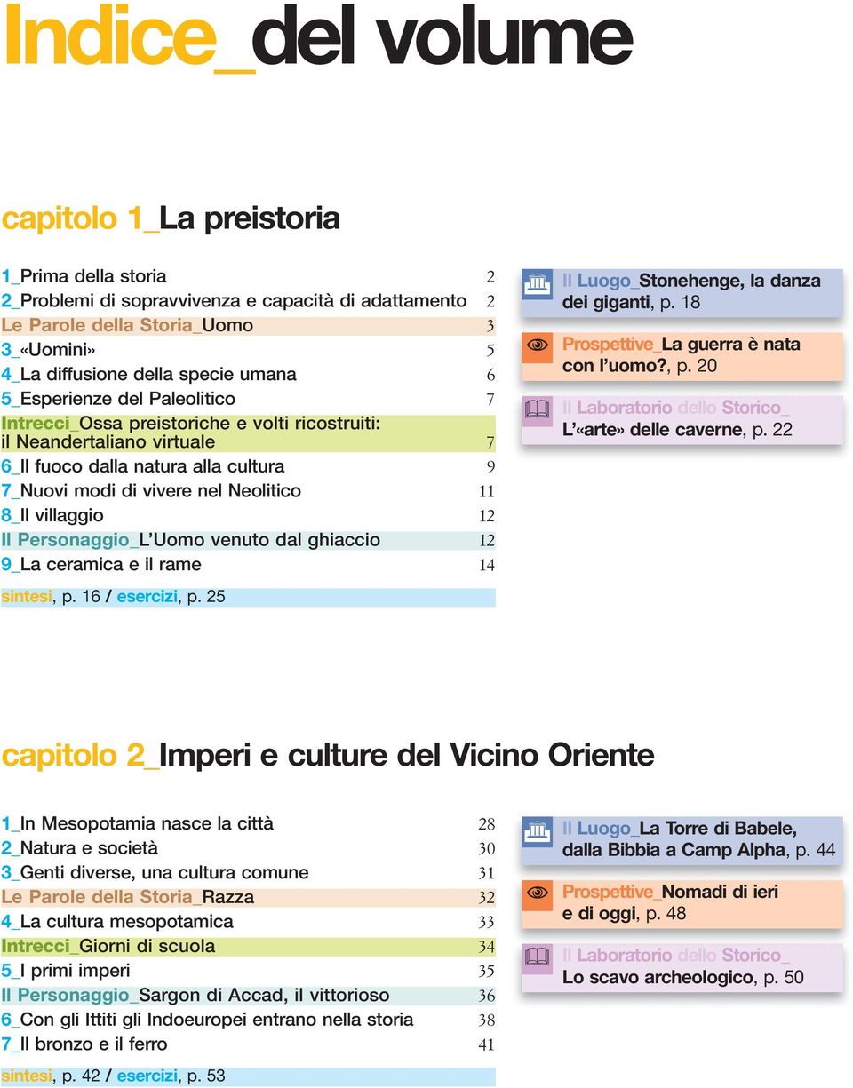 villaggio 12 Il Personaggio_L Uomo venuto dal ghiaccio 12 9_La ceramica e il rame 14 sintesi, p. 16 / esercizi, p. 25 Il Luogo_Stonehenge, la danza dei giganti, p.