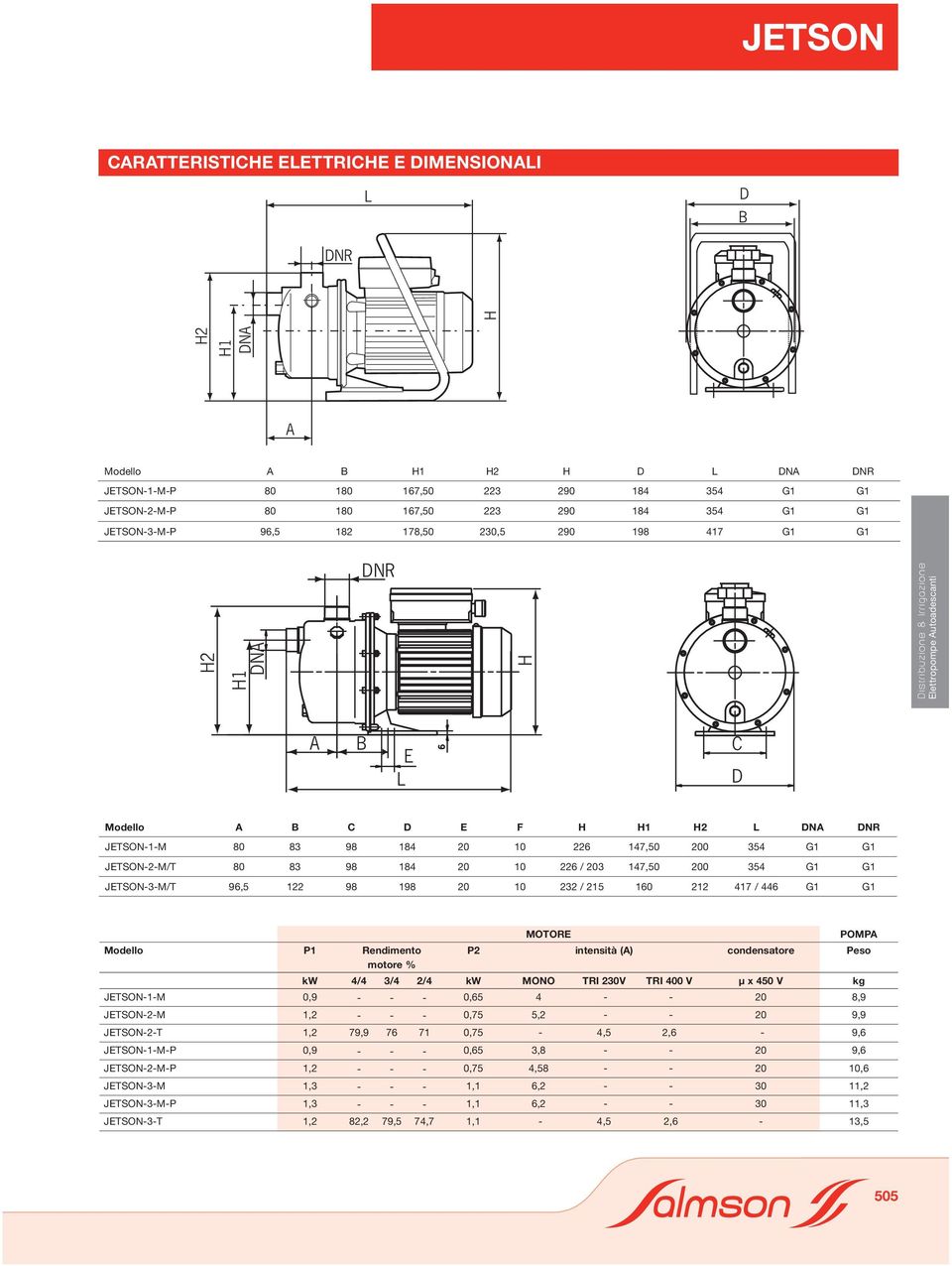 20 10 226 147,50 200 354 G1 G1 JETSON-2-M/T 80 83 98 184 20 10 226 / 203 147,50 200 354 G1 G1 JETSON-3-M/T 96,5 122 98 198 20 10 232 / 215 160 212 417 / 446 G1 G1 MOTORE POMPA Modello P1 Rendimento