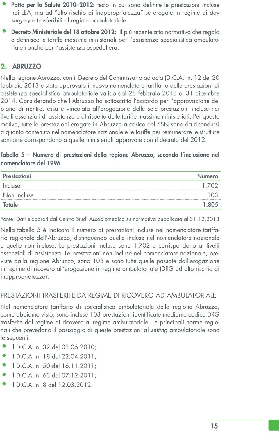 Decreto Ministeriale del 18 ottobre 2012: il più recente atto normativo che regola e definisce le tariffe massime ministeriali per l assistenza specialistica ambulatoriale nonché per l assistenza