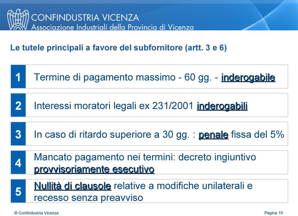 - inderogabile Interessi moratori legali ex 231/2001 inderogabili In caso di ritardo superiore a 30